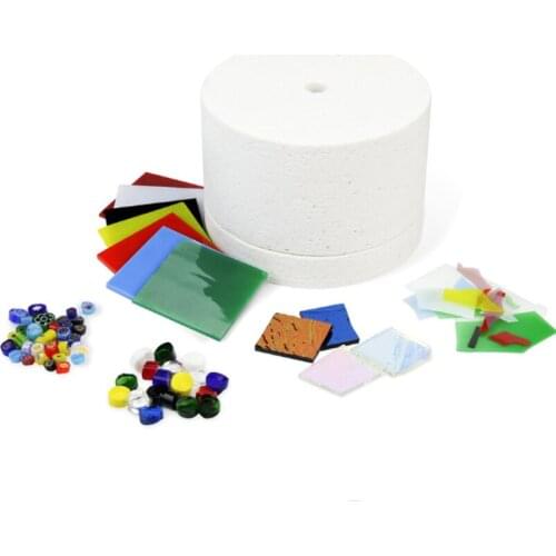 1 Set Ceramic Tool Small Microwave Kiln with Millefiori Glass Colorful Fusing Glasses for DIY Craft Jewelry Decoration Ornament