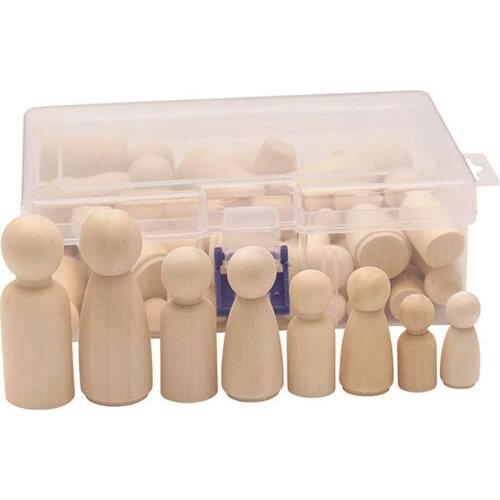 50 Pack Unfinished Wooden Peg Dolls Bodies Wooden Figures Decorative Peg Doll People for Kids DIY Art Craft Painting Peg Game