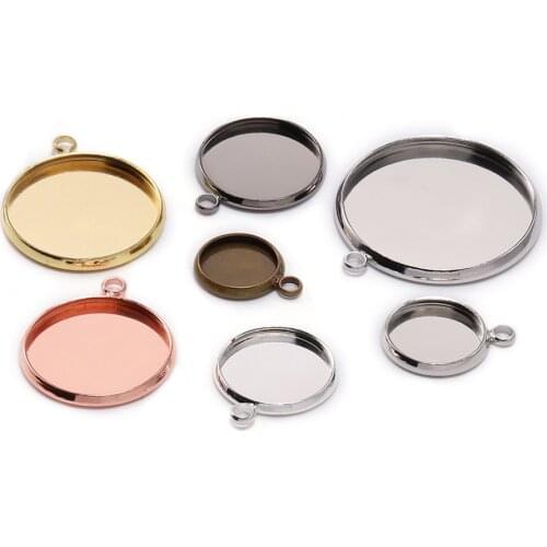 20pcs/lot 10 12 16 mm Round Cabochon Base Tray Bezels Blank Setting Supplies For Jewelry Making Findings Bracelet Pendant