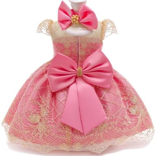 Lace Princess Dress Baby Girls 1 2 Year Old Birthday Party Outfits NewBorn 2nd Christening Gown Toddler Christmas Clothing Sets