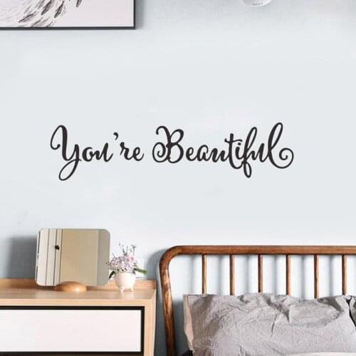 Sweet English Stickers You Re Beautiful Inspiring Words Stickers Wall Art Removable Home Vinyl Window Wall Stickers Decal Decor