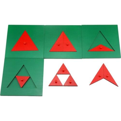 Monterssori Math Toy Wood Triangle Decomposition Puzzles Geometric Triangle Cognition Toys for Children Early Learning Preschool