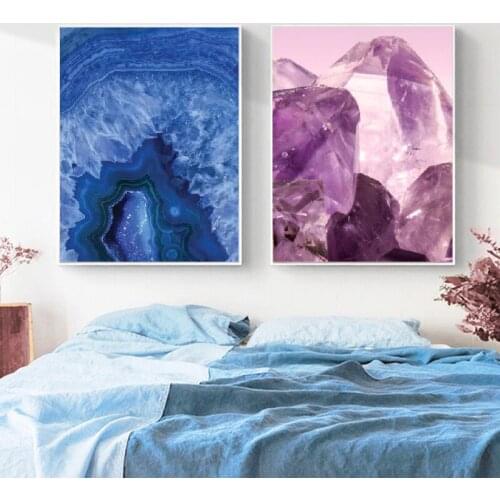 Geode Wall Art Agate Print Mineral Photography Posters Blue Agate Canvas Painting Crystal Mineral Wall Picture Home Room Decor