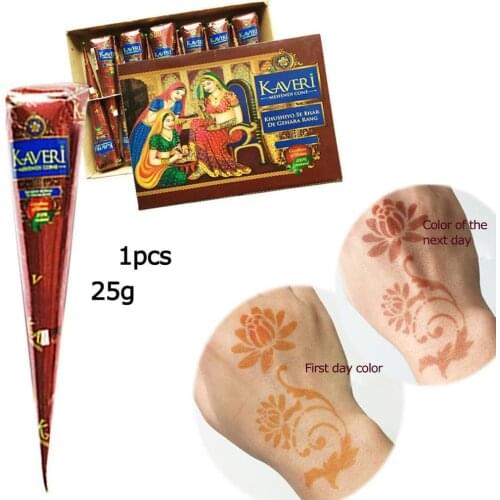 Natural Indian Mehndi Brown Color Henna Cone Women Feet Cone Temporary Body Tattoo Makeup Finger Cream Drawing Template W7O4