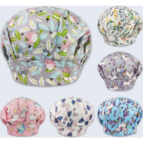 New Surgical Cap Cotton Cartoon Print Laboratory Pet Shop Doctor and Nurse Cap Scrub Cap with Sweat-proof Operating Room Cap