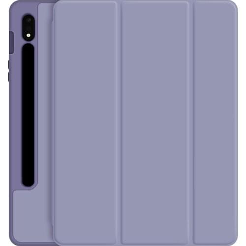 2021 New Tablet Case for Samsung Tab S7 Tri-fold Flat Protective Cover Ultra-thin TPU Soft Shell with Pen Slot Magnetic Cover