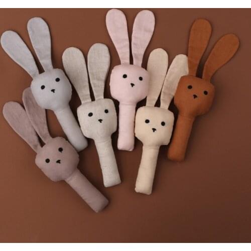 New Baby Hand Bells Rattles Cute Long Ear Bunny Plush Shaking Toys Baby Rattle Toys Newborn Gift Hand Bell Early Educational Toy