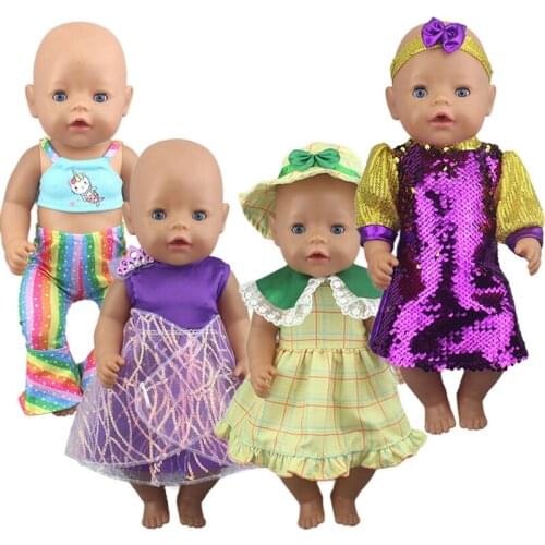 2020 New Lovely variety of colorful skirt clothes Fit For 43cm Baby Doll 17 Inch Reborn Baby Doll Clothes