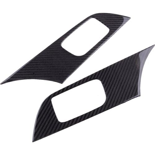 1 Pair Carbon Fiber Car Window Lift Switch Panel Cover Trim Fit For Mitsubishi Lancer Evo X 2008 2009 2010 2011 2012 2013 2014