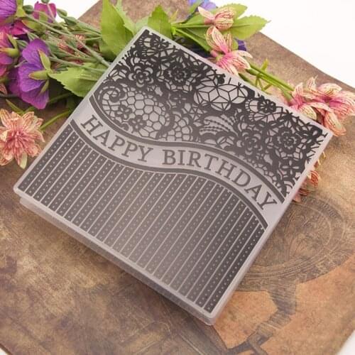 Plastic Embossing Folder Template DIY Scrapbook Photo Album Card Happy Birthday