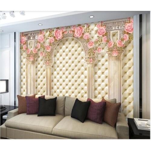 Custom photo wallpaper for walls 3 d murals European style Roman column arch soft package flower TV sofa background wall decor