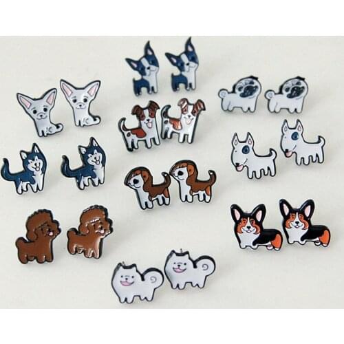Daisies One Pair Boho Bull Terrier Bome Puppy Dog Stud Earrings for Women Fashion Statement Animal Shape Jewelry
