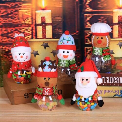 Christmas Candy Jar Plastic Transparent Present Box Elderly Snowman Elk Xmas Children Small Gifts Decoration Supplies