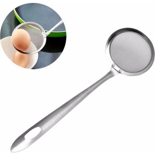Silver Color Stainless Steel Mesh Skimmer Vegetable Residue Oil Mesh Colander Strainer Flour Colander Kitchen Cooking Spoon