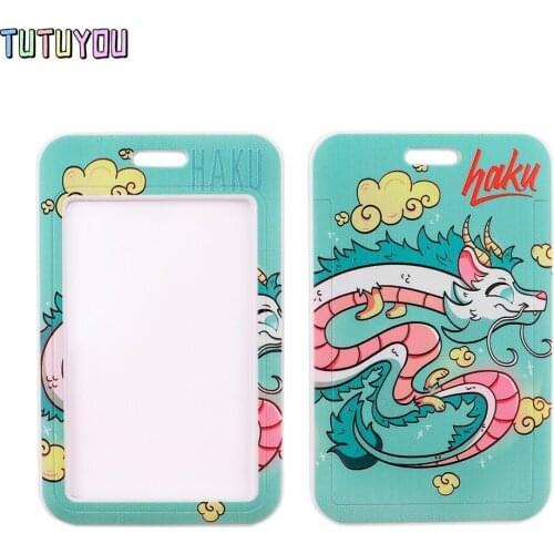 1pcs PC2905 Anime White Dragon Lanyard Card Holder Student Hanging Neck Mobile Phone Lanyard Badge Subway Access Card Holder