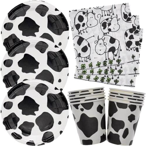 Cow pattern Disposable tableware Tablecloth Birthday Party Animal Cow Cup plate napkin Baby Shower supplies house decoration