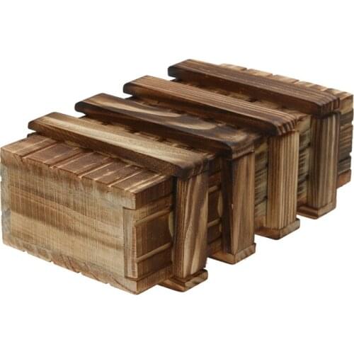 Vintage Wooden Puzzle Box with Secret Drawer Magic Compartment Brain Teaser Wooden Toys Puzzles Boxes Kids Wood Toy Gift