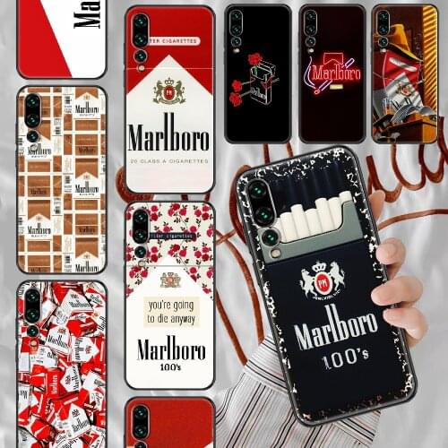 Funny Cigarette Marlboros Phone case For Huawei P Mate P10 P20 P30 P40 10 20 Smart Z Pro Lite 2019 black luxury coque 3D