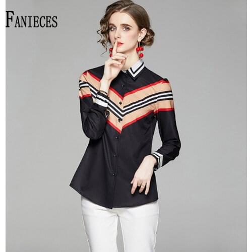Runway Designer Blouses Spring Summer Womens Long Sleeve Vintage Print Shirt Fashion Slim Tops blusas блузка mujer de moda 2021