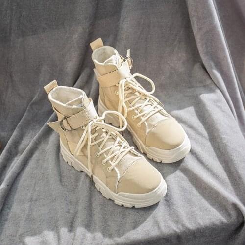 Ankle Boots for Women Comfort Warm New Winter Motorcycle Boots Thick Heel Platform Shoes Woman Lace-Up Round Toe Fashion Boots