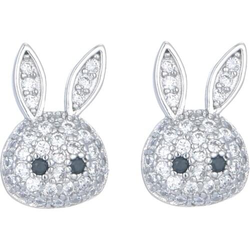 925 Sterling Silver Lovely rabbit Stud Earrings For Women Trend Personality Lady Fashion Jewelry