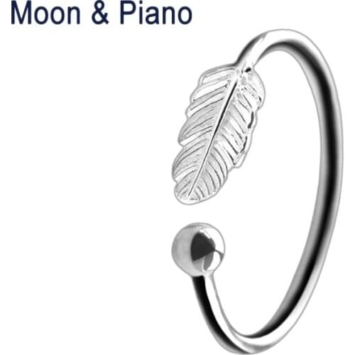 925 Sterling Silver Classic Leaves Open Rings For Women High-quality Feather Adjust Ring Jewelry for Girls Charm Gift