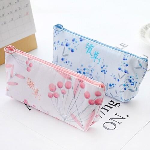 1pcs 1791 beautiful hand-painted floral pencil bag simple girls canvas pencil small fresh cute stationery bag