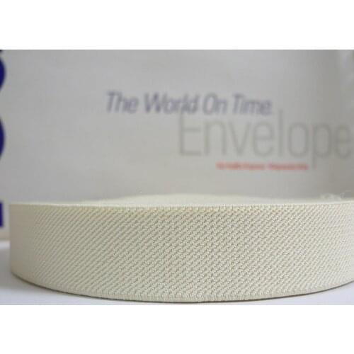 12 Meters 1" 25mm Wide #019 IVORY Color Elastic Webbing