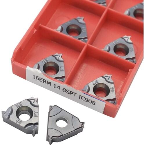 16ERM 14 BSPT IC908 10pcs Thread Carbide CNC Threaded Carbide Inserts Thread Lathe Turning Blade Tool Tungsten Carbide Insert