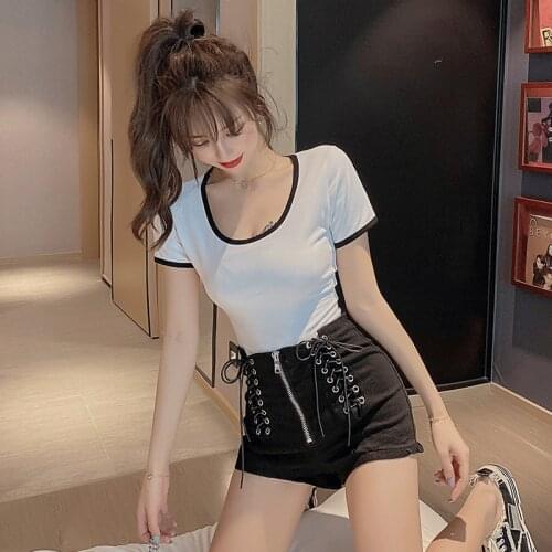 2021 Fashion O neck Korean Pure Cotton T-shirts Girls Ladies Sexy Top Basic Shirts Tee top