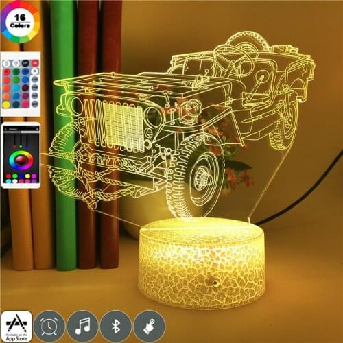3D Illusion Night Running Light LED Kids Bedroom Decor Roadster Desk Lamp Color Change Atmosphere Nightlight APP Control Gifts