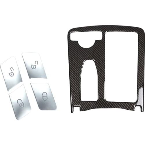 4Pcs Car Door Unlock Buttons Sequins Decoration Cover Trim & 1 Pcs Car Abs Central Console Cup Holder Frame Trim