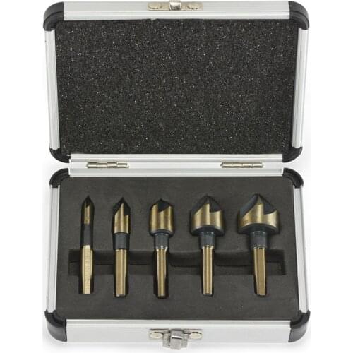 5 Pieces 82 Degrees Countersink Drill Bit 5 Flute Chamfering Cutter Hand Tool Set