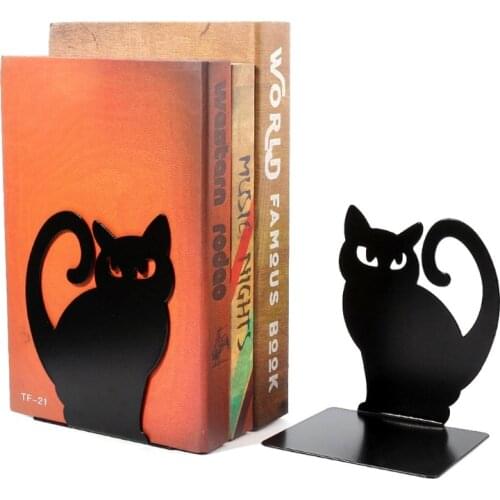 85DD Unique Persian Cat Outlook Book Holder Nonskid Thickening Iron Metal Bookends