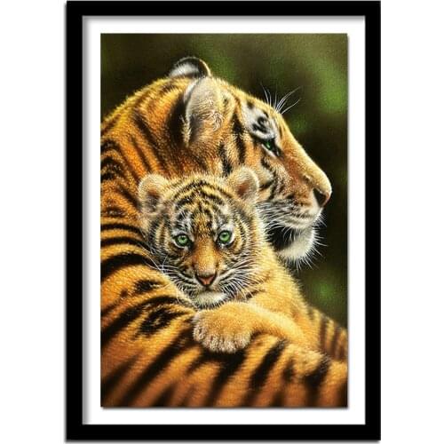 Diamond Embroidery 5D DIY Diamond Painting Animal Tiger Mother &Son Diamond Painting Cross Stitch Rhinestone BK209