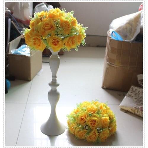 Free shipBride holding -yellow- 30cm*10pcs New arrival 2015 wedding kissing flower ball party decoraion Hotel Arcade ornaments