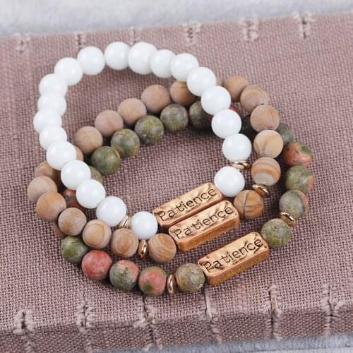 Zhijia "patience" stone strand bracelets chinese style ethnic bohemian bead bracelets for women men jewelry
