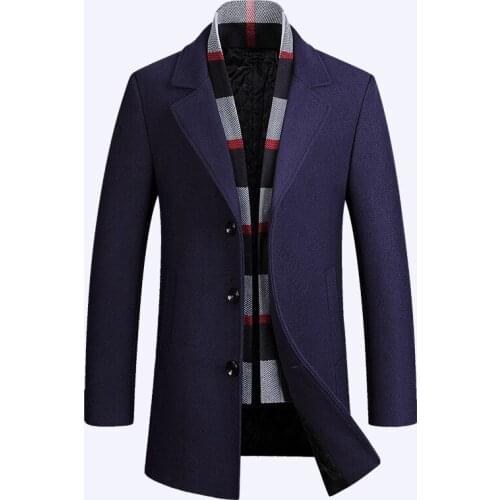 Brand Men Wool Blends Coats Autumn Winter New Solid Color High Quality Mens Wool Coats Luxurious Wool Blends Coat Male