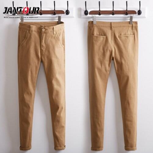 Men Pants Slim Fit Casual Mens Classics Elasticity Full Length Fashion Black Khaki Cotton Skinny Brand Trousers Male 27-38