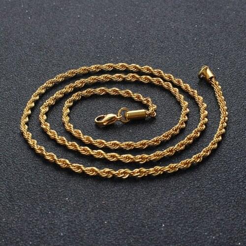 Rope Chain Necklace Men and Women Gold Silver Color 316L Stainless Steel Twisted Necklaces Punk Fashion Jewelry for Friend Gift