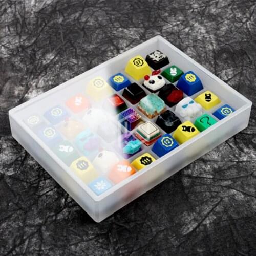 DIY Acrylic Storage Box For OEM Orignal Profile Keycaps 2cm 7x5 Lattice Partition Creative 3D Metal Resin Keycap Display Case