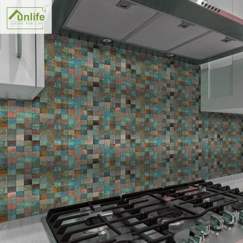 Funlife® Patina Mosaic Tile Sticker Peel&Stick Wall sticker kitchen DIY Easy to Clean Self-Adhesive Kitchen Backsplash Floor PVC