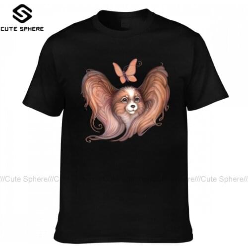 Papillon Dog T Shirt Mens Funny 100 Percent Cotton Graphic Tee Shirt Short-Sleeve Classic T-Shirt Plus size