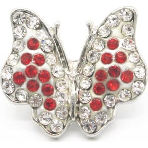 Hot Sale 10pcs/lot Snap Jewelry Rhinestone Butterfly Crystal Snap Button Fit 18mm/20mm DIY Snap Bracelet Necklace Making