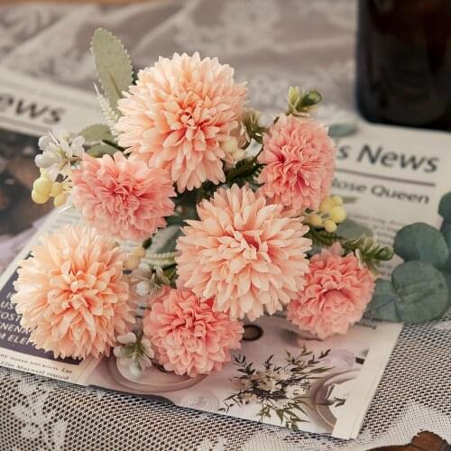Artificial Flower Dandelion Rose Bunch DIY Flower Wall Home Wedding Christmas Party Decoration Bridal String Silk Fake Flower