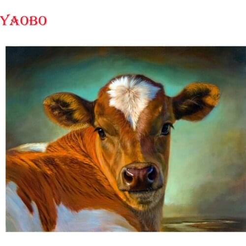 100% Full Round 5D DIY Diamond Painting Embroidery cow Rhinestone pictures Pasted Diamond Painting 3d Cross Stitch Craft hobby