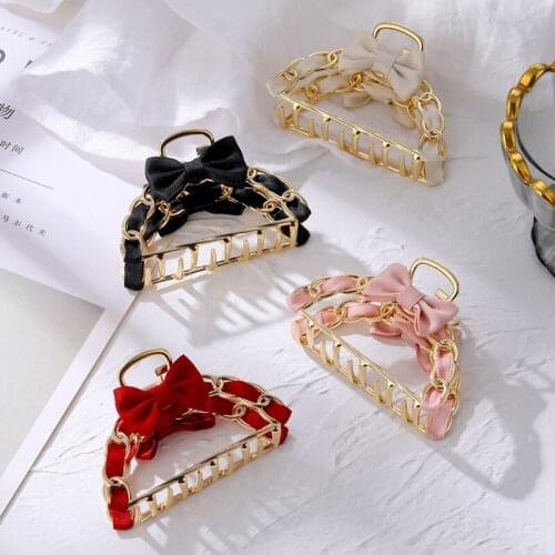 Korean Cute Bow Geometric Golden Hair Claw Clips Hair Crab Hair Clip Claws Golden Accessories Hairpin For Women 2021