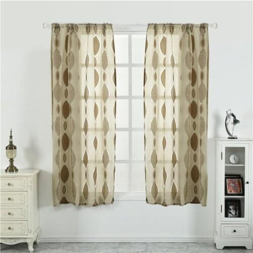 Circle Cut Flower Printing Curtain Door Window Curtain Blinds Bedroom Living Room Half Blackout Polyester Curtain Drapes