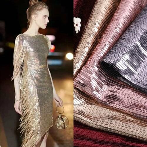 Falling tassel Sequin embroidered Lace fabric for wedding dress 2020 high quality Sequin diy sewing lace fabric 1Meter