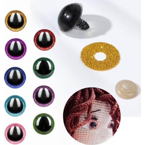 10Pcs DIY Puppets Doll Plastic Color Shinning Eyes with Washers Stuffed Plastic Glitter Dolls Eyeballs Plush Toys Accessories